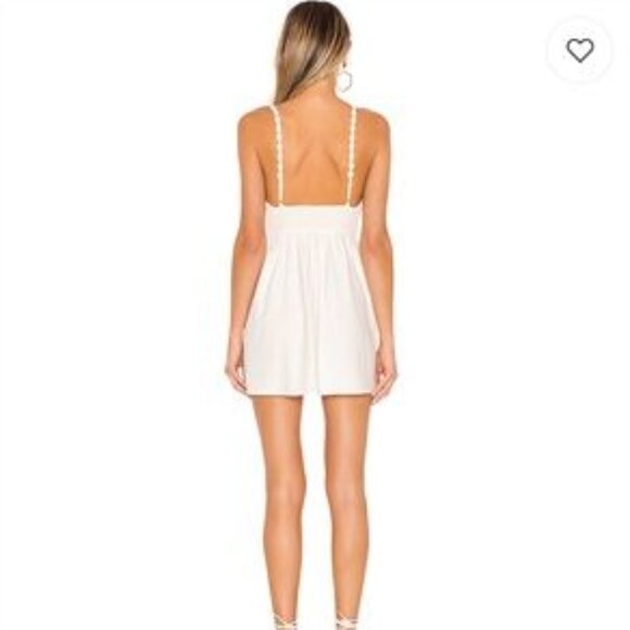 NWOT For Love & Lemons Macaroon Mini Dress XS - Floral Button Mini White/Ivory - Picture 3 of 7